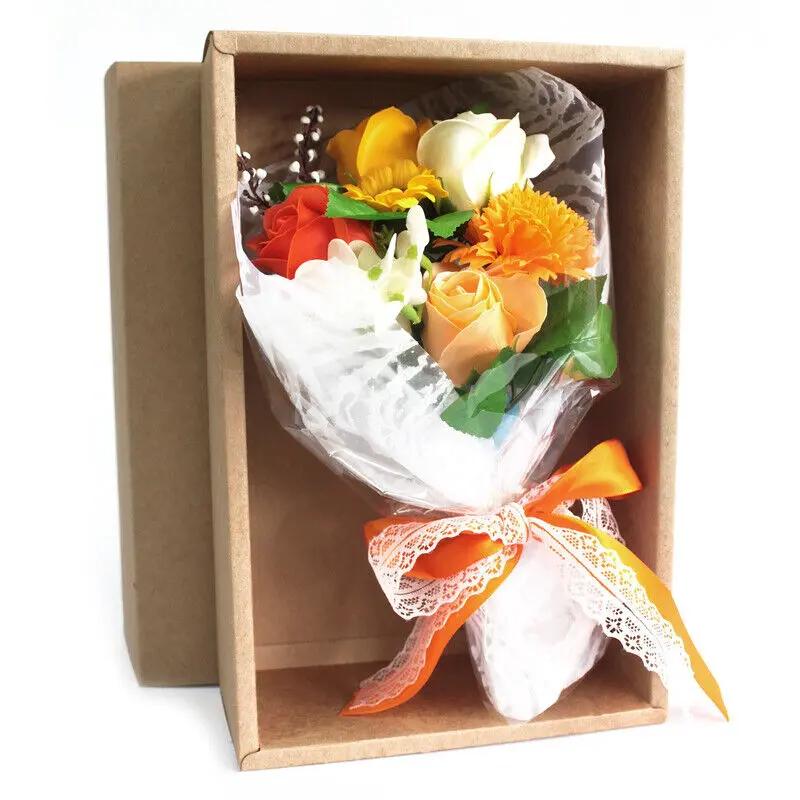 Bouquet Flores Sabão em Caixa - Laranja