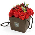Bouquet Flores Sabão em Caixa - Rosas Vermelhas e Cravo