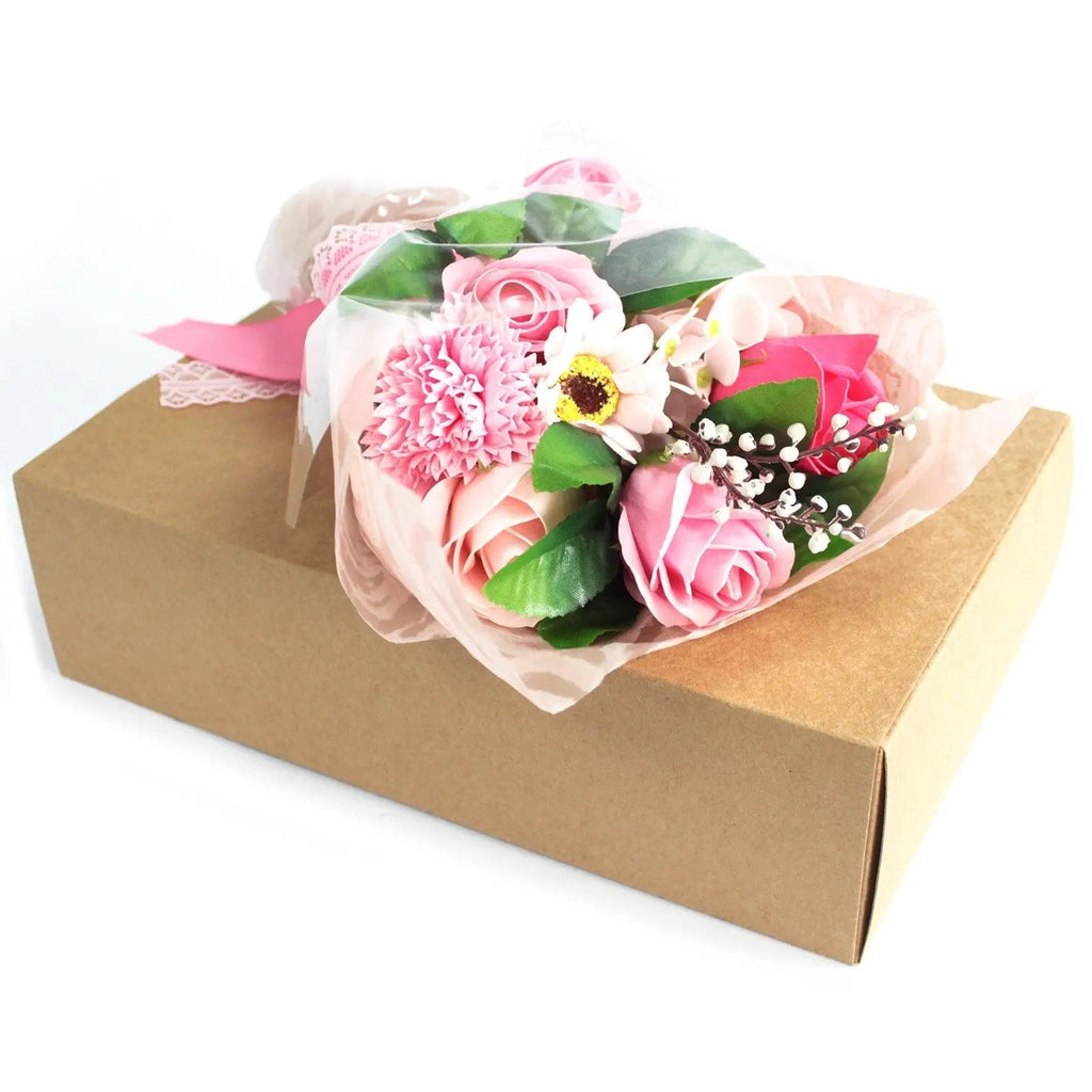 Bouquet de Flores de Sabão em Caixa - Rosa