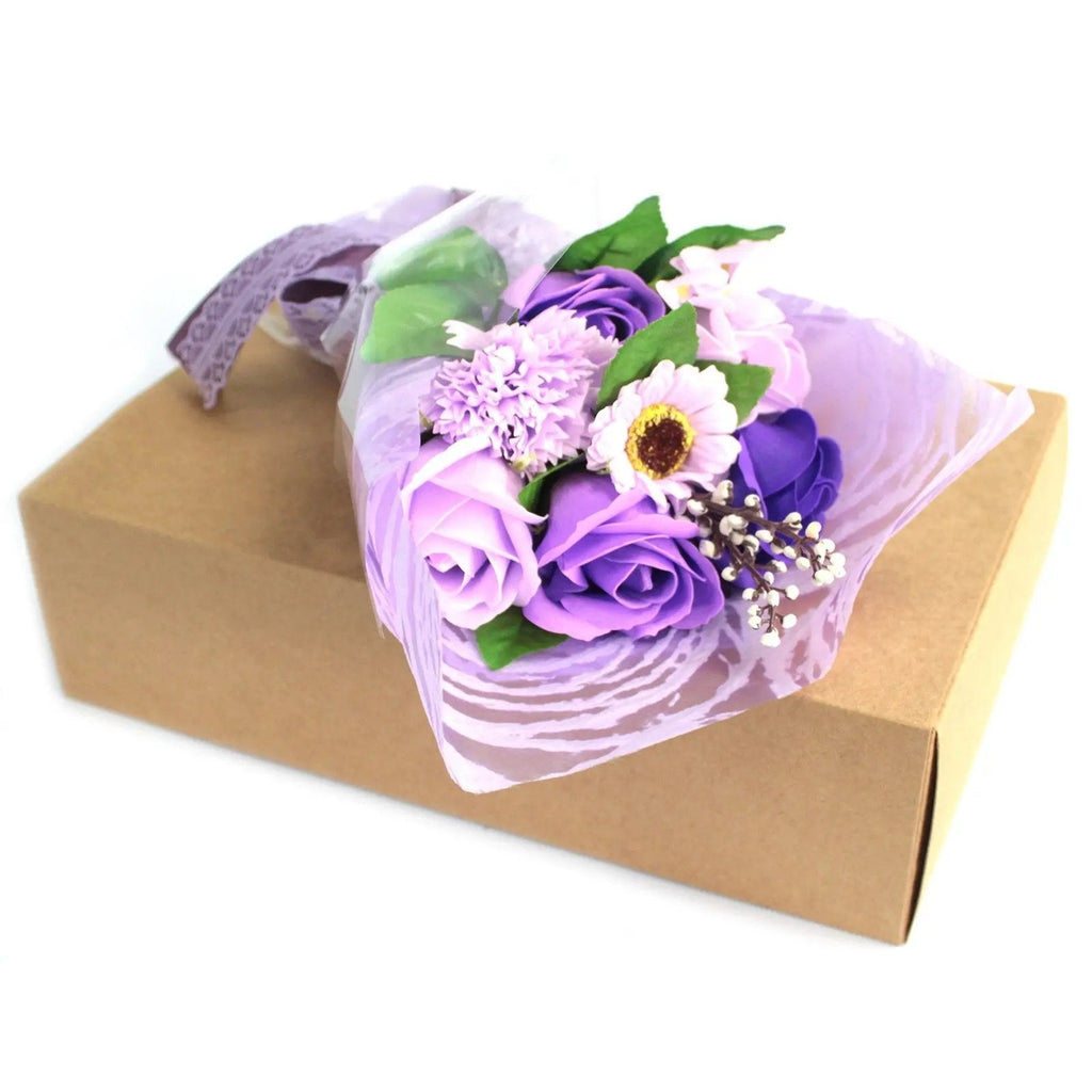 Bouquet de Flores de Sabao em Caixa - Roxo