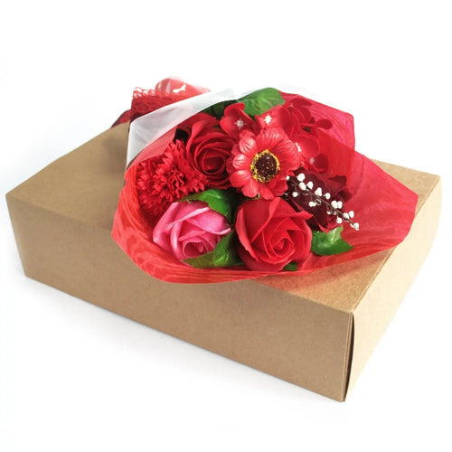 Bouquet de Flores de Sabão em Caixa - Vermelho