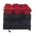 Caixa Bouquet de Flores de Sabão - 9 Rosas Vermelhas em Caixa Quadrada