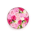 Caixa Redonda - Flores de Sabão - Bênção do Bebé - Rosas