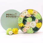 Caixa Redonda - Flores de Sabão - Celebrações da Primavera - Amarelo e Verde