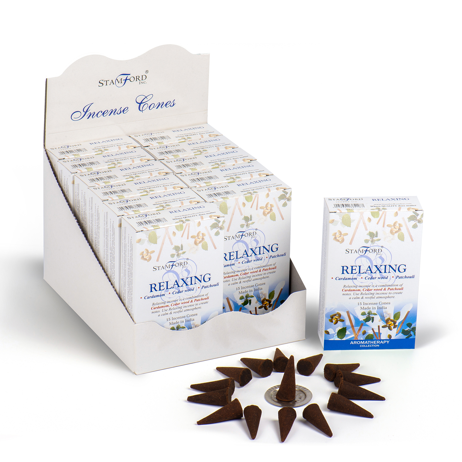 Caixa com 12 Cones de Incenso Relaxantes - Aromaterapia Natural