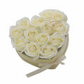 Caixa de Presente - Flores de Sabão 13 Rosas Creme - Coração
