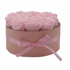 Caixa de Presente - Flores de Sabão - 14 Rosas Rosa - Redonda