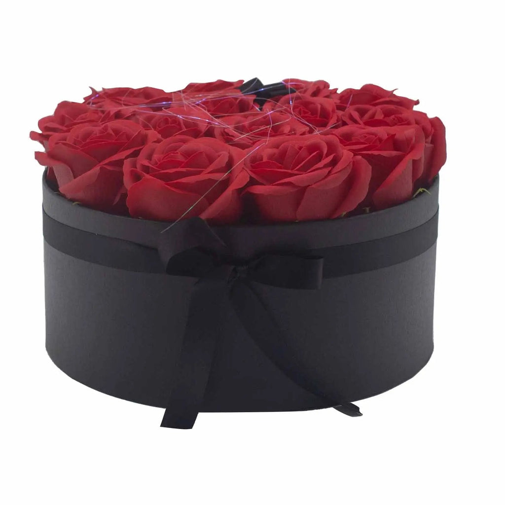 Caixa de Presente - Flores de Sabão 14 Rosas Vermelhas - Redonda