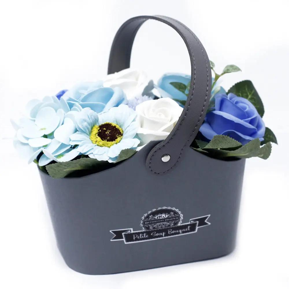 Cesta Bouquet de Flores de Sabão - Pequena - Azul