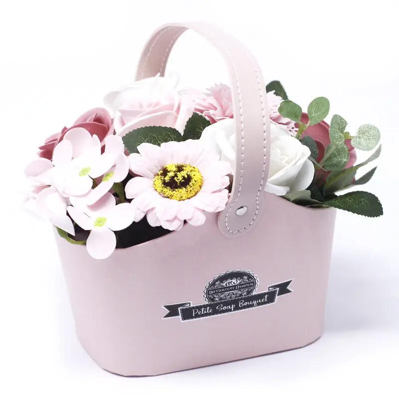 Cesta Bouquet de Flores de Sabão Pequeno - Rosa Pacífico