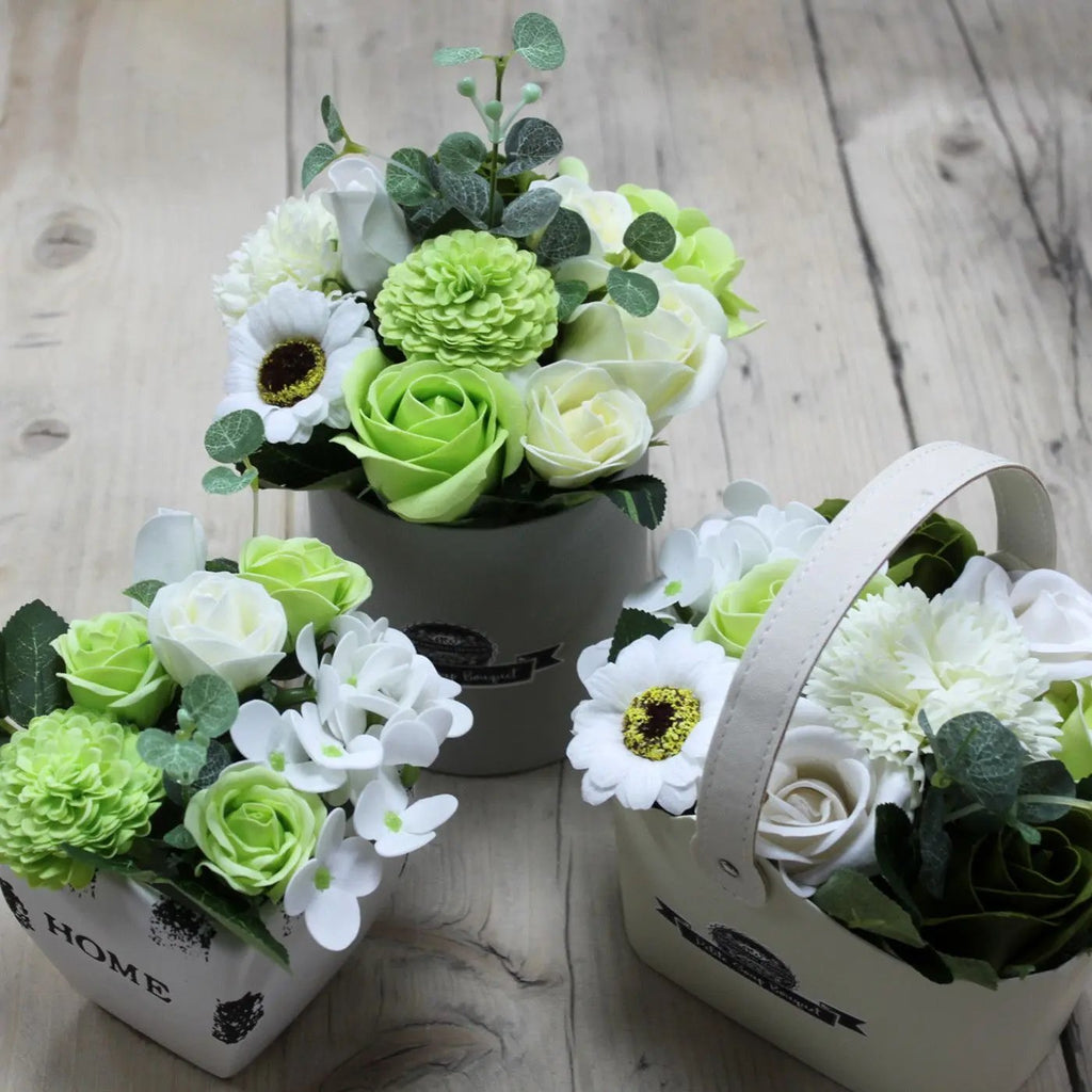 Cesta Bouquet de Flores de Sabão – Pequena – Rosa Pacífico