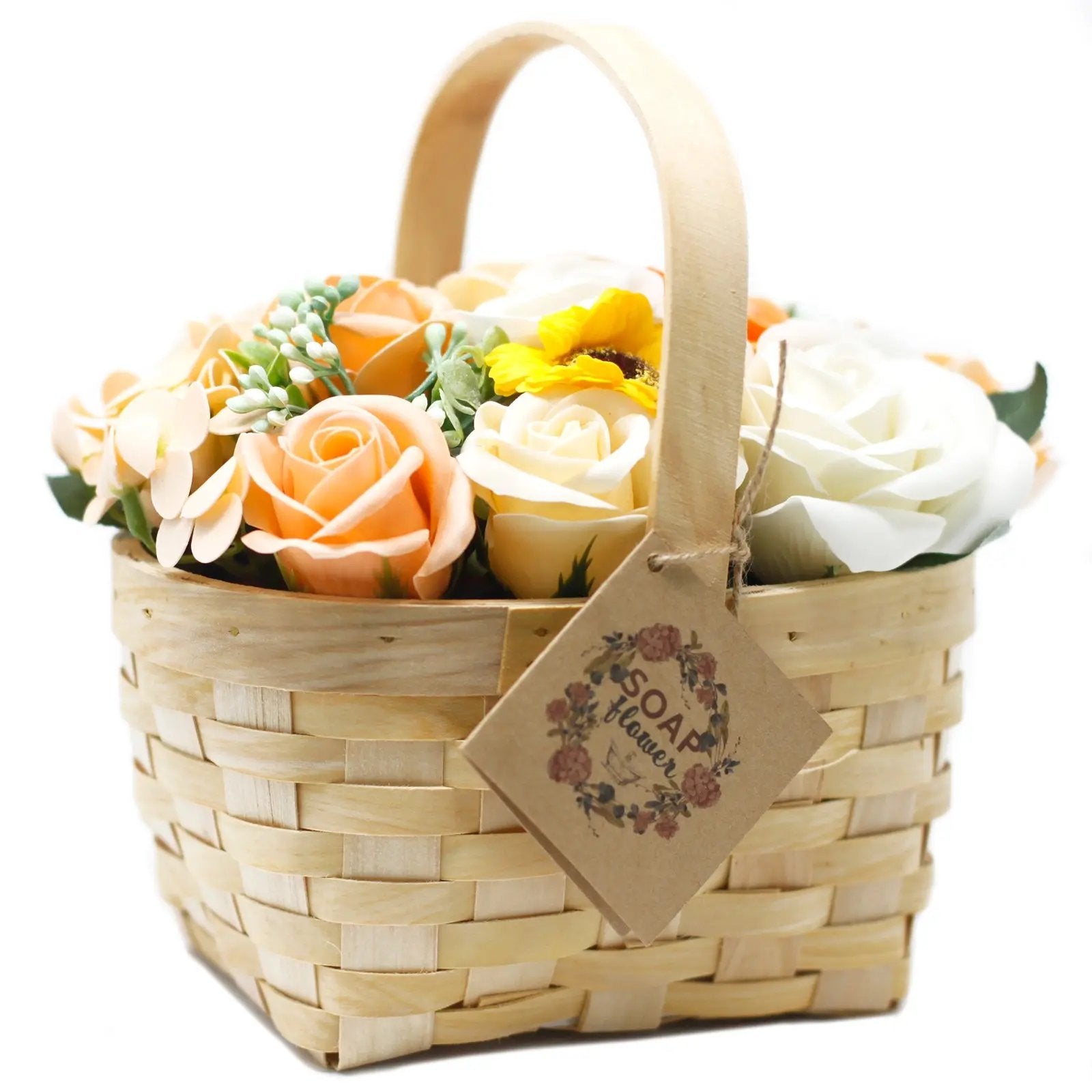 Cesta de Vime Bouquet de Flores de Sabão - Laranja - Grande