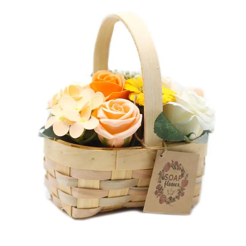 Cesta de Vime Bouquet de Flores de Sabão - Laranja - Médio