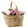 Cesta de Vime Bouquet de Flores de Sabão - Rosa  - Grande