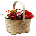 Cesta de Vime Bouquet de Flores de Sabão - Vermelho - Grande