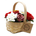 Cesta de Vime Bouquet de Flores de Sabão - Vermelho - Médio