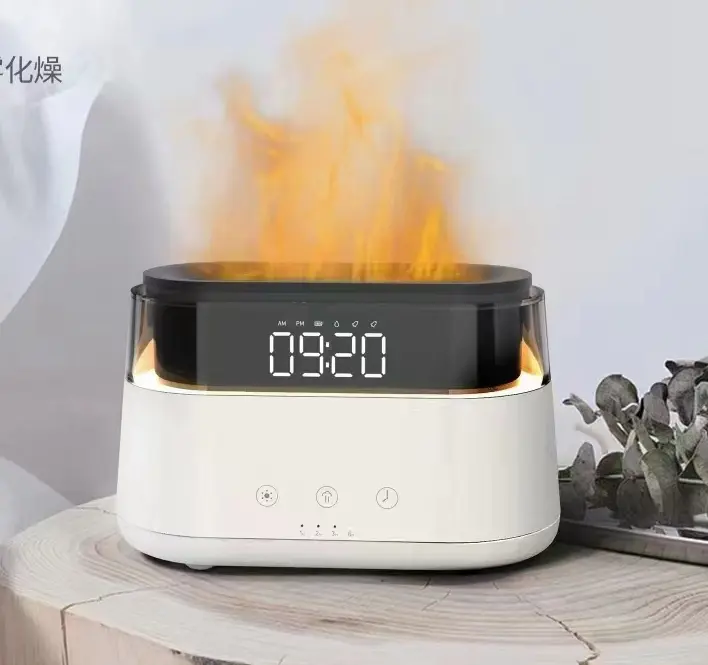 Difusor de Aromas Moderno – Relógio LED – USB-C – Efeito Chama