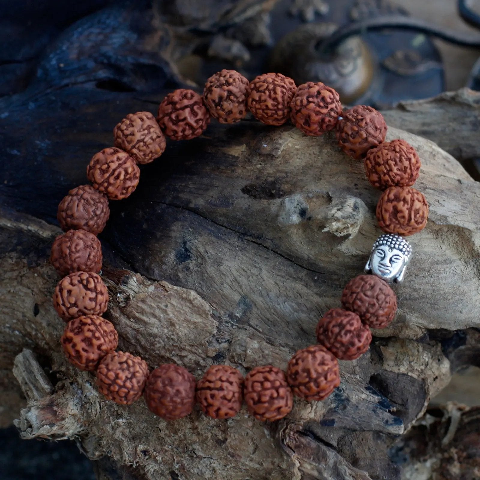 Pulseira de Rudraksha - Castanho