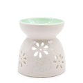 Queimador de Óleo Aromático Cerâmica - Design Floral Azul | Aromaterapia