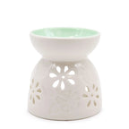 Queimador de Óleo Aromático Cerâmica - Design Floral Azul | Aromaterapia