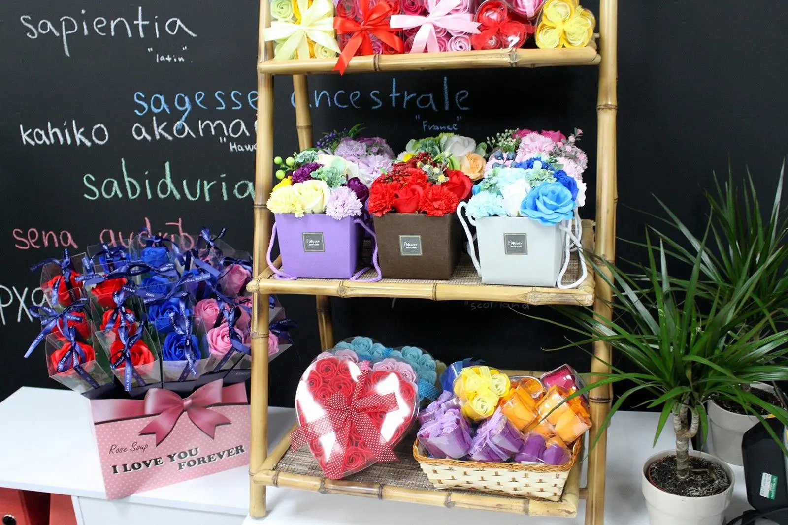 Set de 24 flores de sabão - rosas rosa