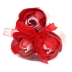 Set de 3 flores de sabão em caixa coração - Rosas vermelhas