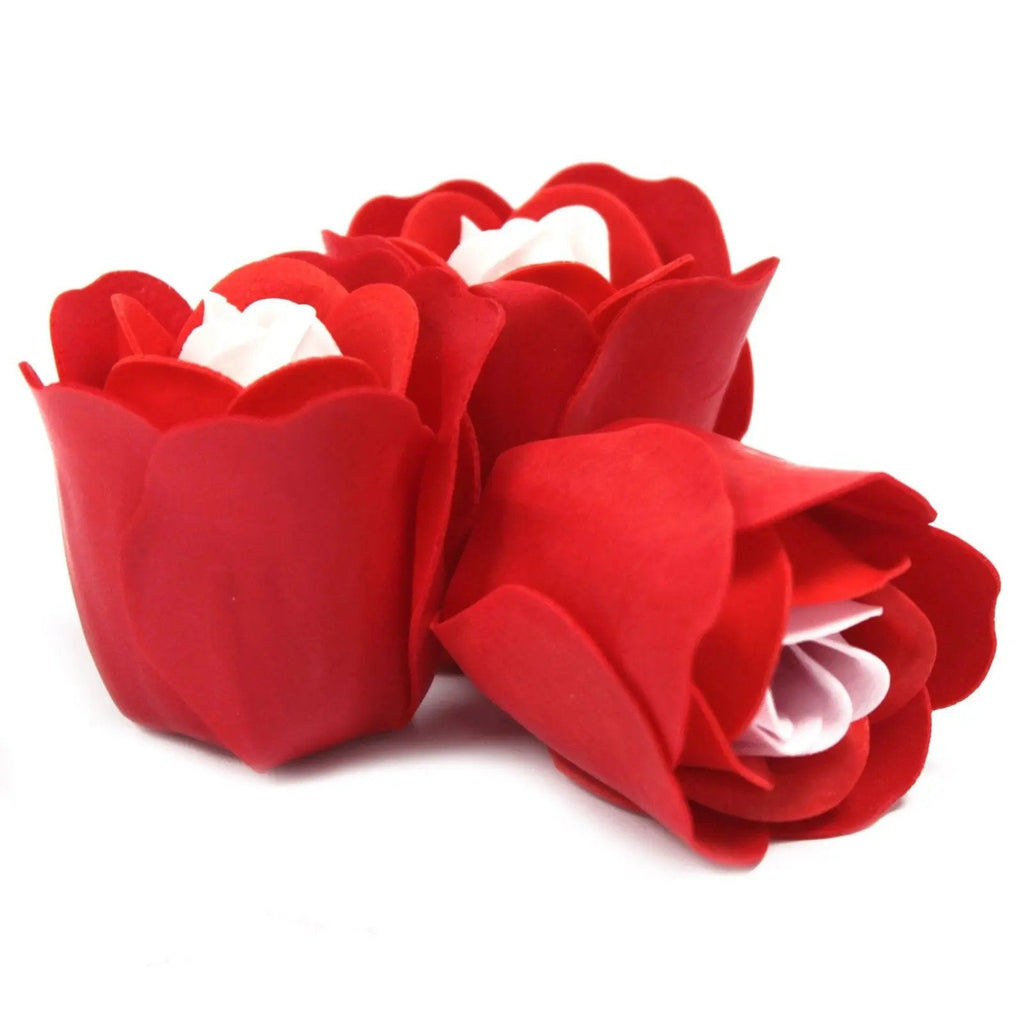 Set de 3 flores de sabão em caixa coração - Rosas vermelhas