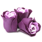Set de 3 flores de sabão em caixa coração - rosas Lavanda