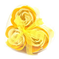 Set de 3 flores de sabão em caixa coração - rosas amarelas