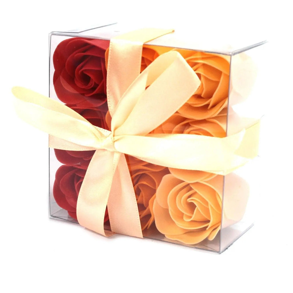 Set de 9 flores de sabão em caixa - rosas pêssego