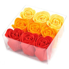 Set de 9 flores de sabão em caixa - rosas pêssego