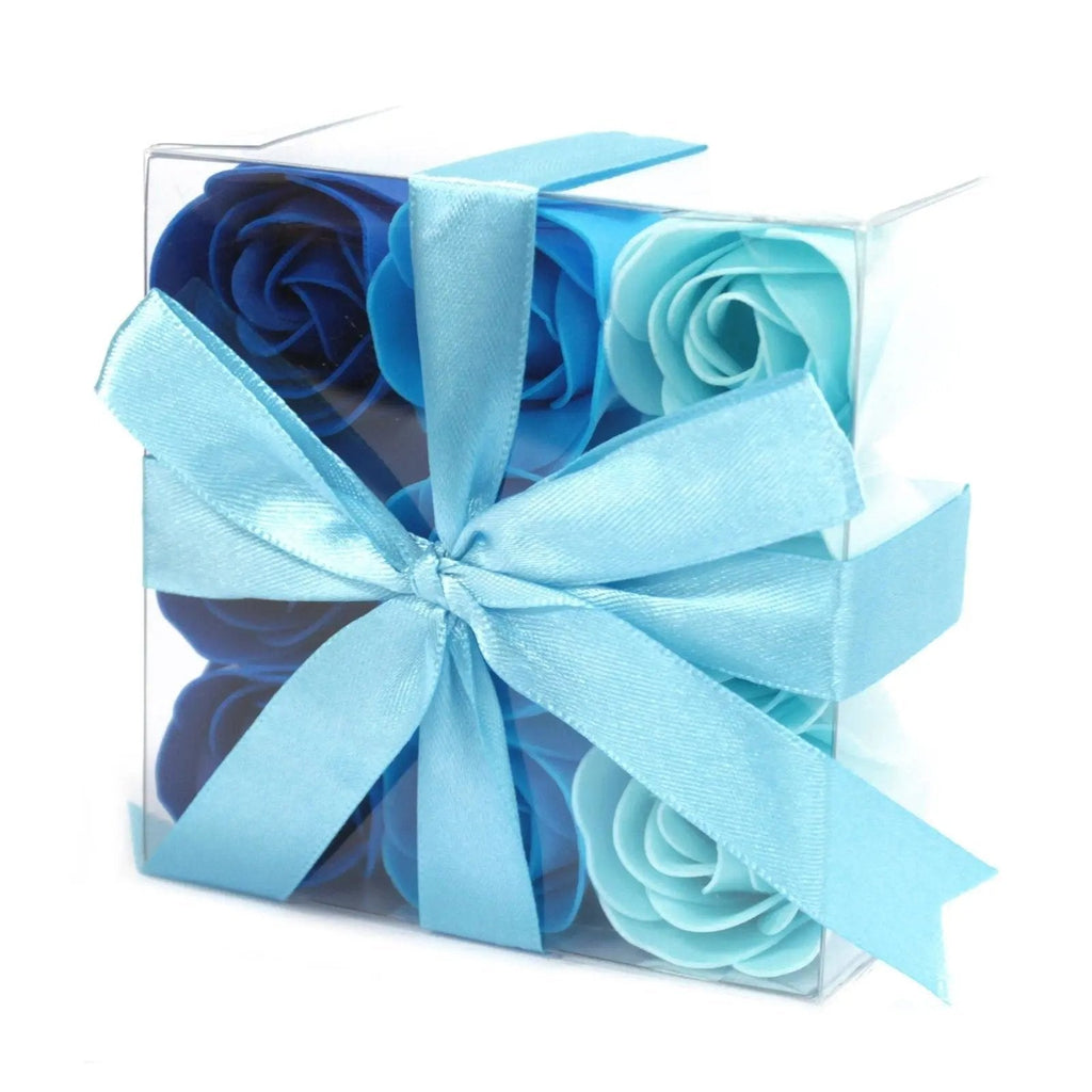 Set de 9 flores de sabão - rosas azuis