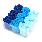 Set de 9 flores de sabão - rosas azuis