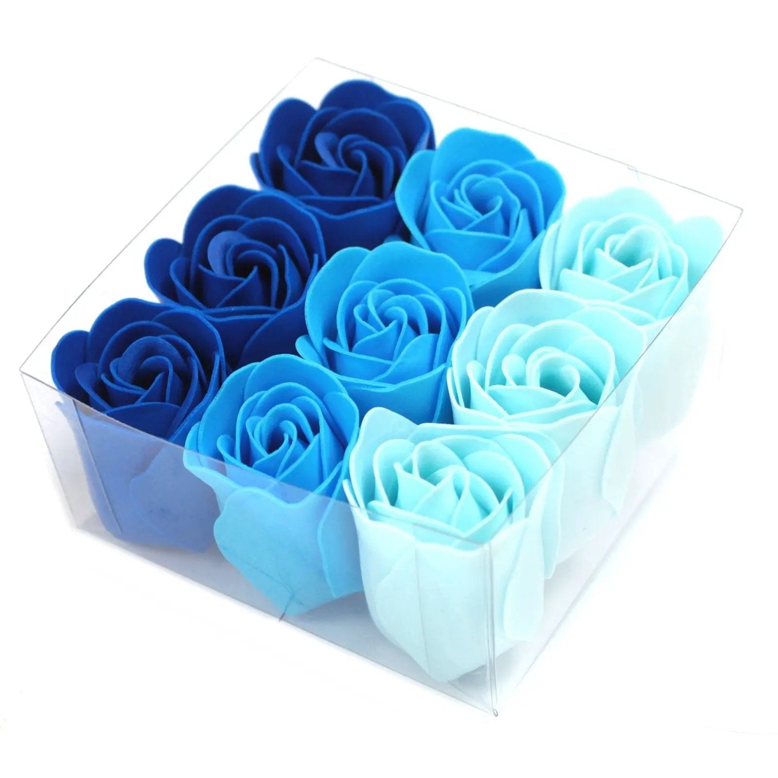 Set de 9 flores de sabão - rosas azuis