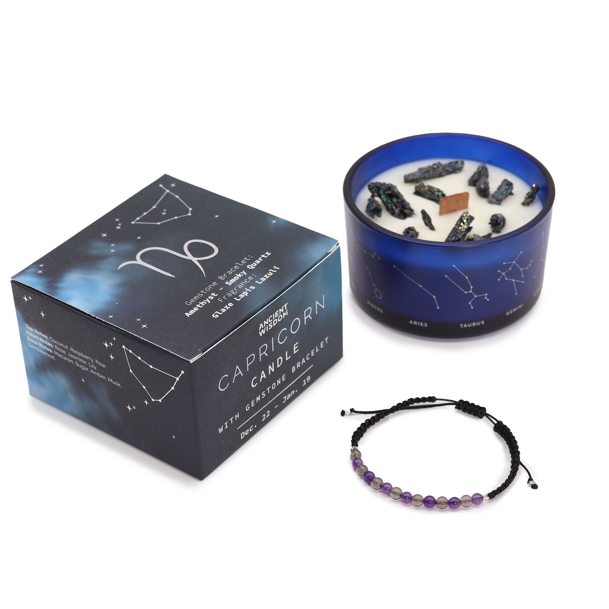 Vela Zodíaco Capricórnio com Pulseira de Cristais