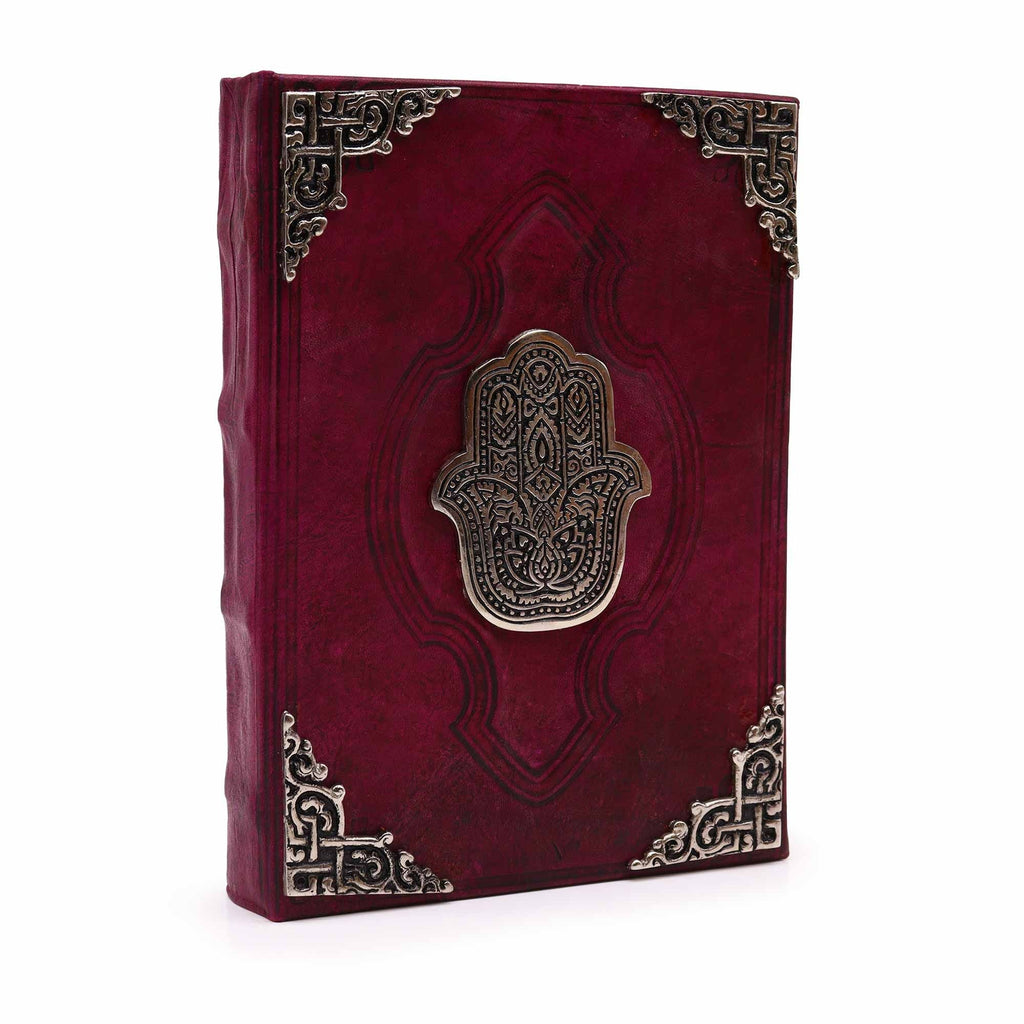 Livro Bronzeado Vermelho - Decoração Hamsa em Relevo
