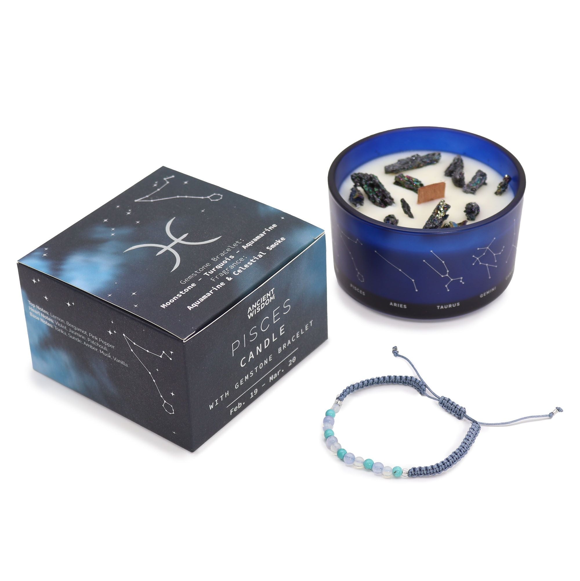 Vela Zodíaco Peixes com Pulseira de Cristais