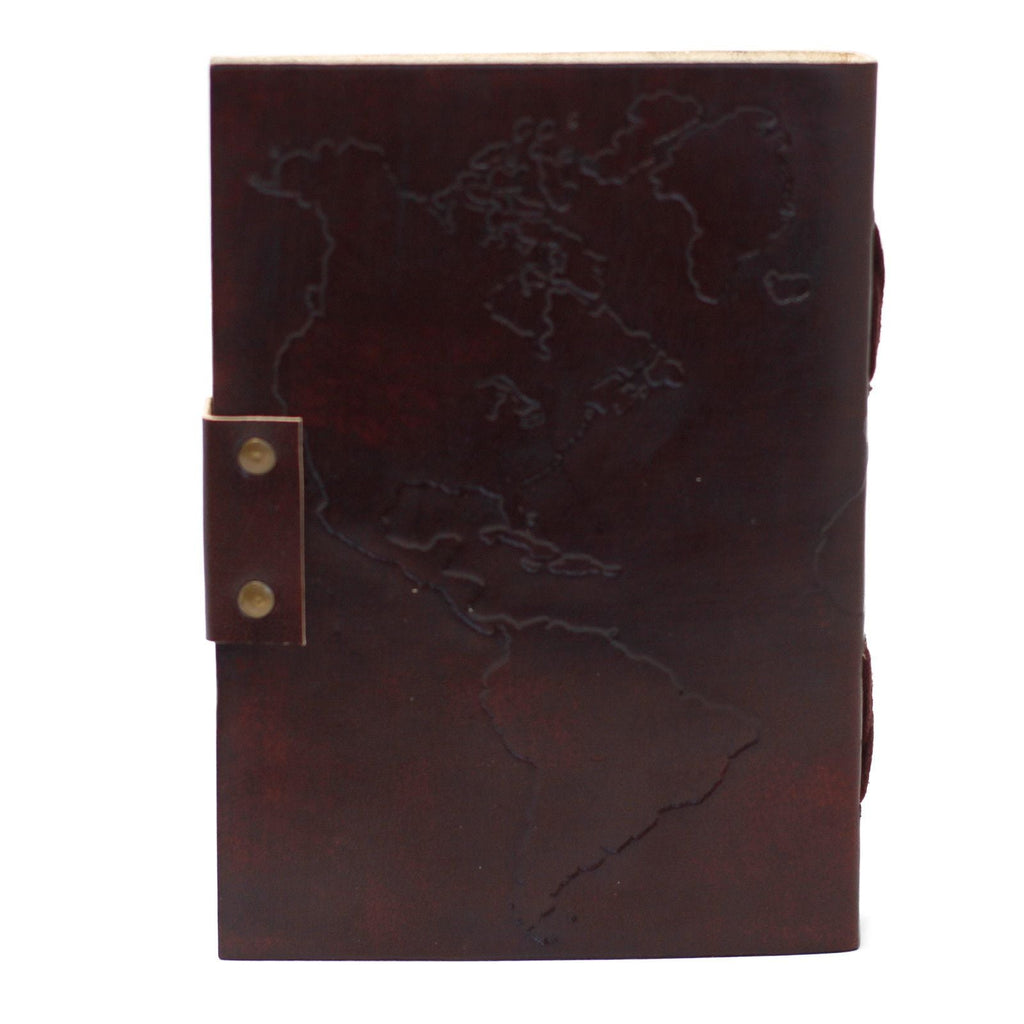 Caderno de Couro Mapa do Mundo - 18x13cm