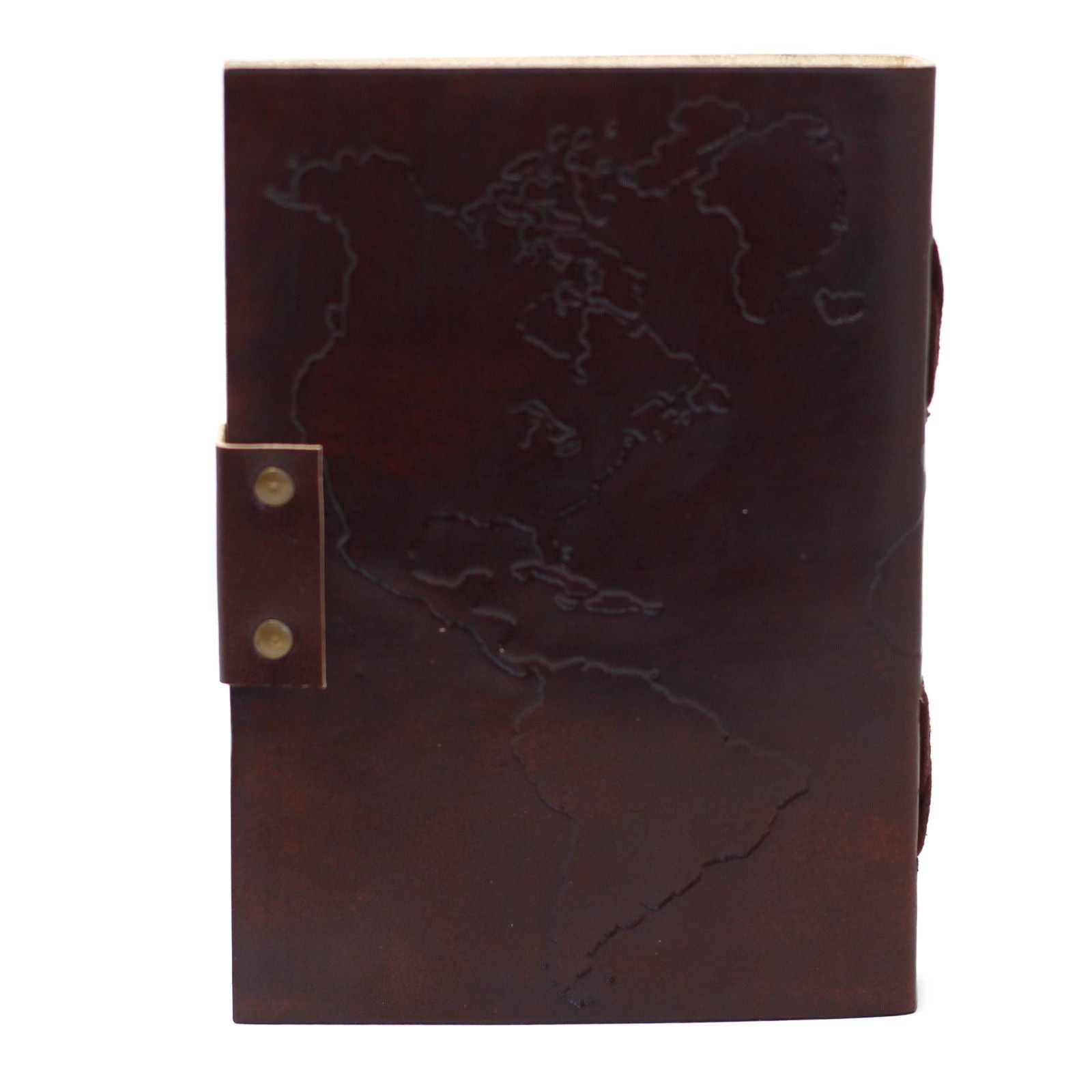 Caderno de Couro Mapa do Mundo - 18x13cm
