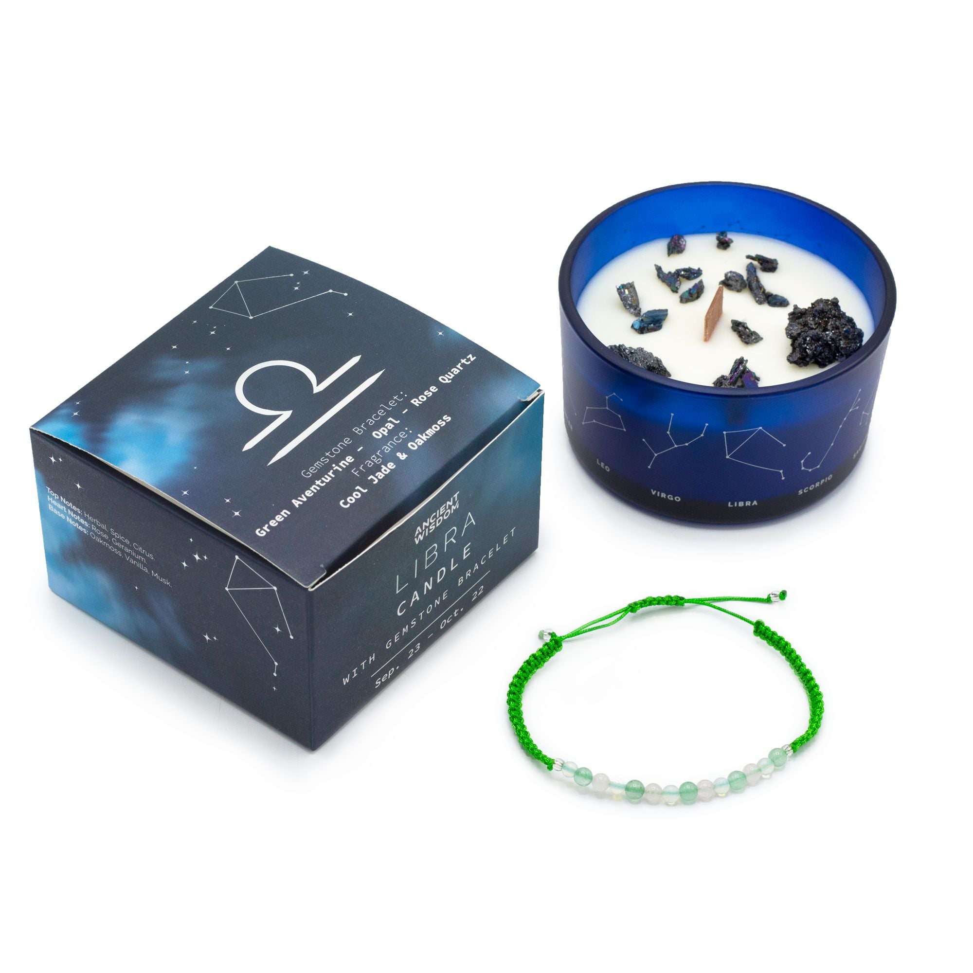 Vela Zodíaco Balança com Pulseira de Cristais