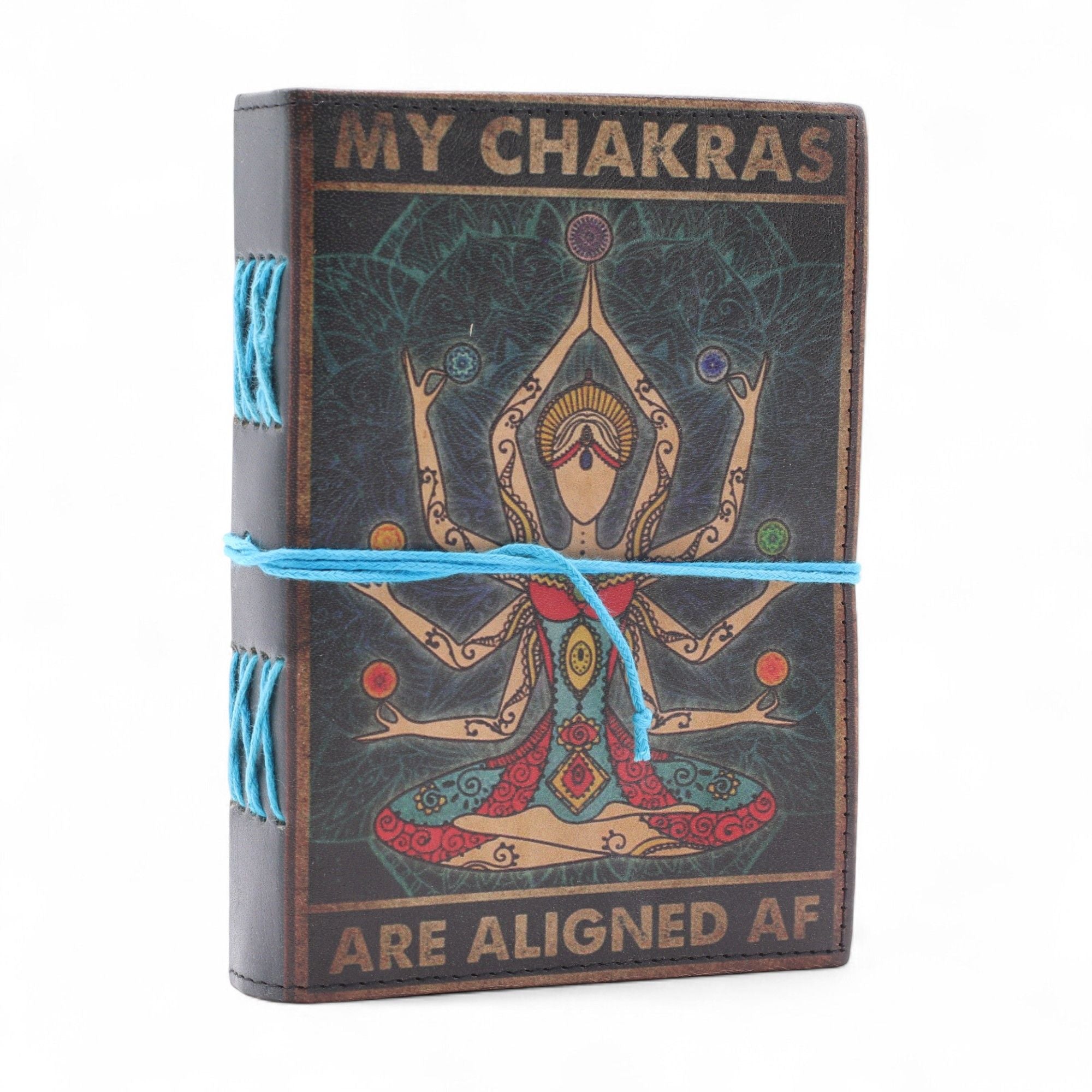 Caderno de Couro Impresso - Os Meus Chakras Estão Alinhados - 17,8×12,7 cm