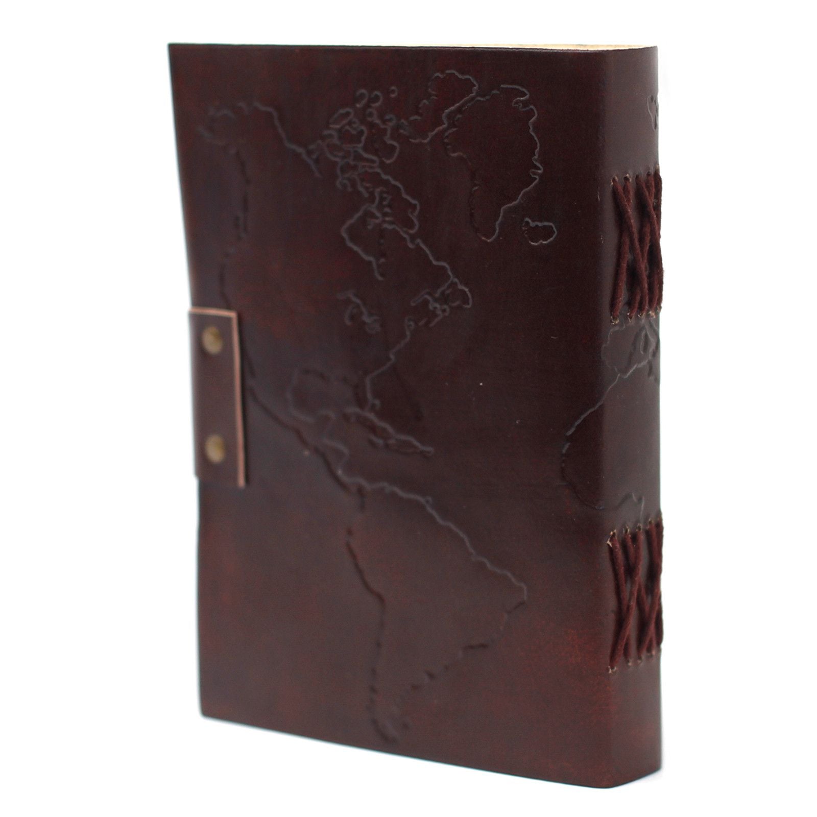 Caderno de Couro Mapa do Mundo - 18x13cm