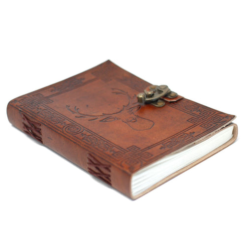 Caderno de Couro Cervo - Diário Vintage 20x15cm
