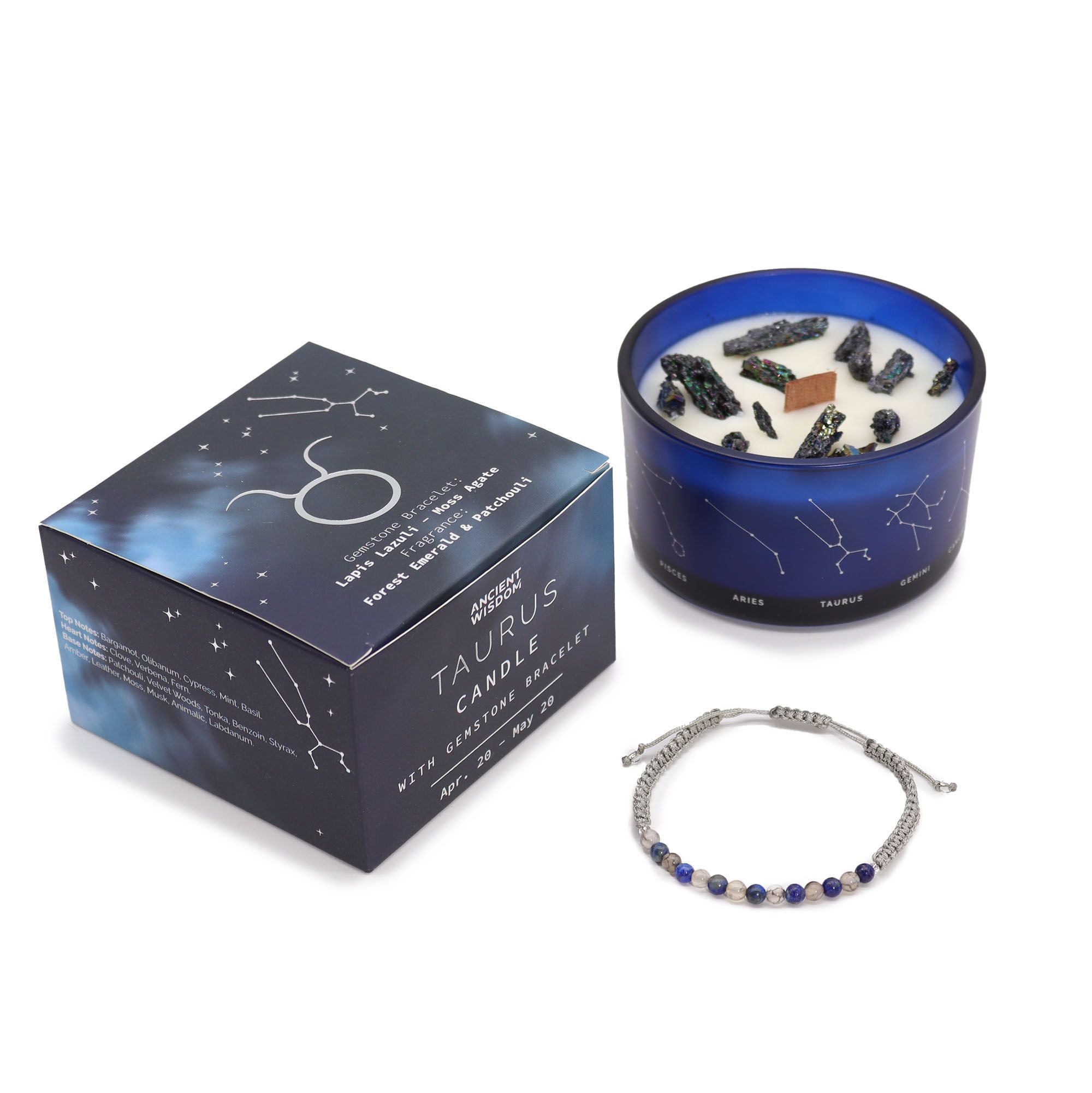 Vela Zodíaco Touro com Pulseira de Cristais