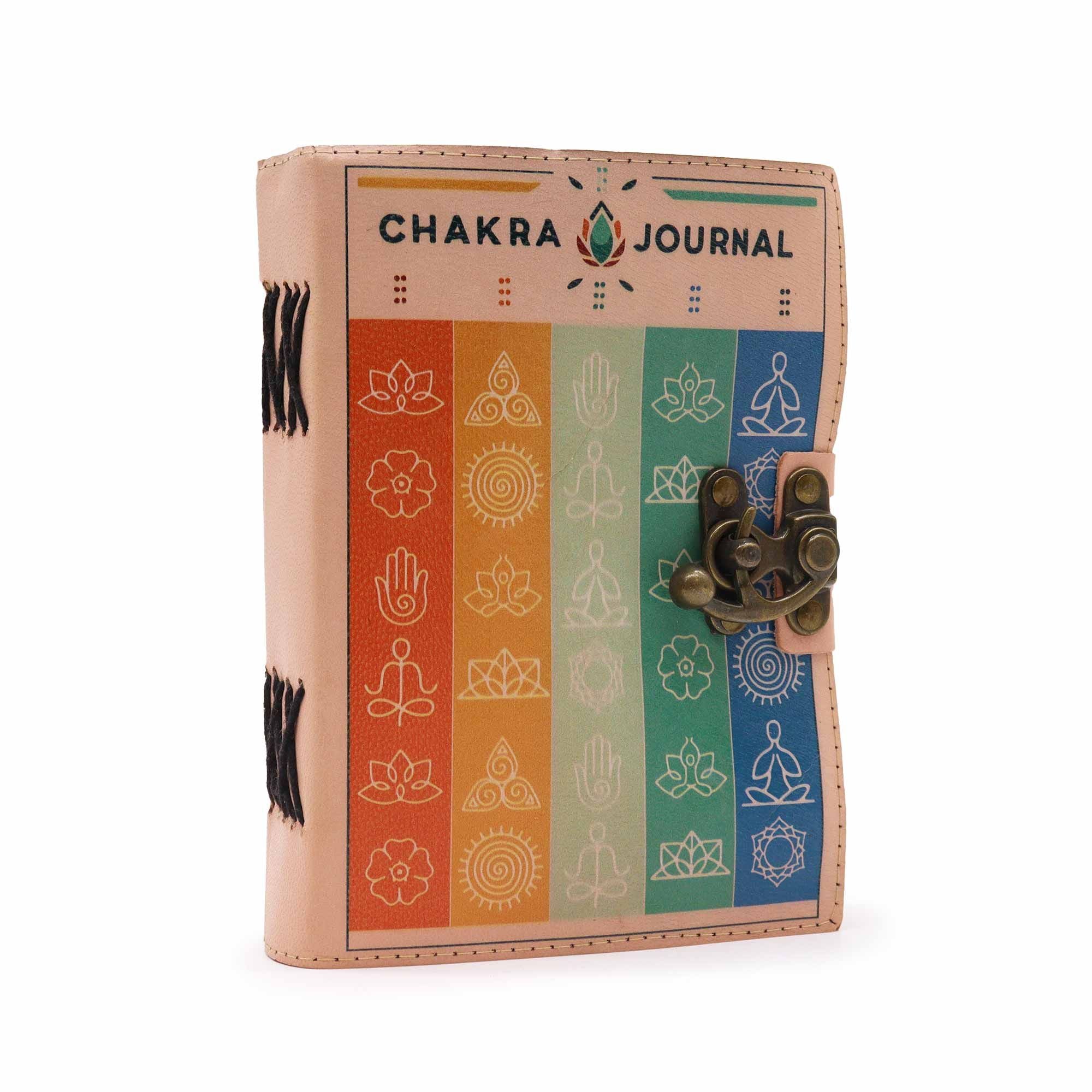 Caderno de Couro 7 Chakras - 12,5x17,5cm