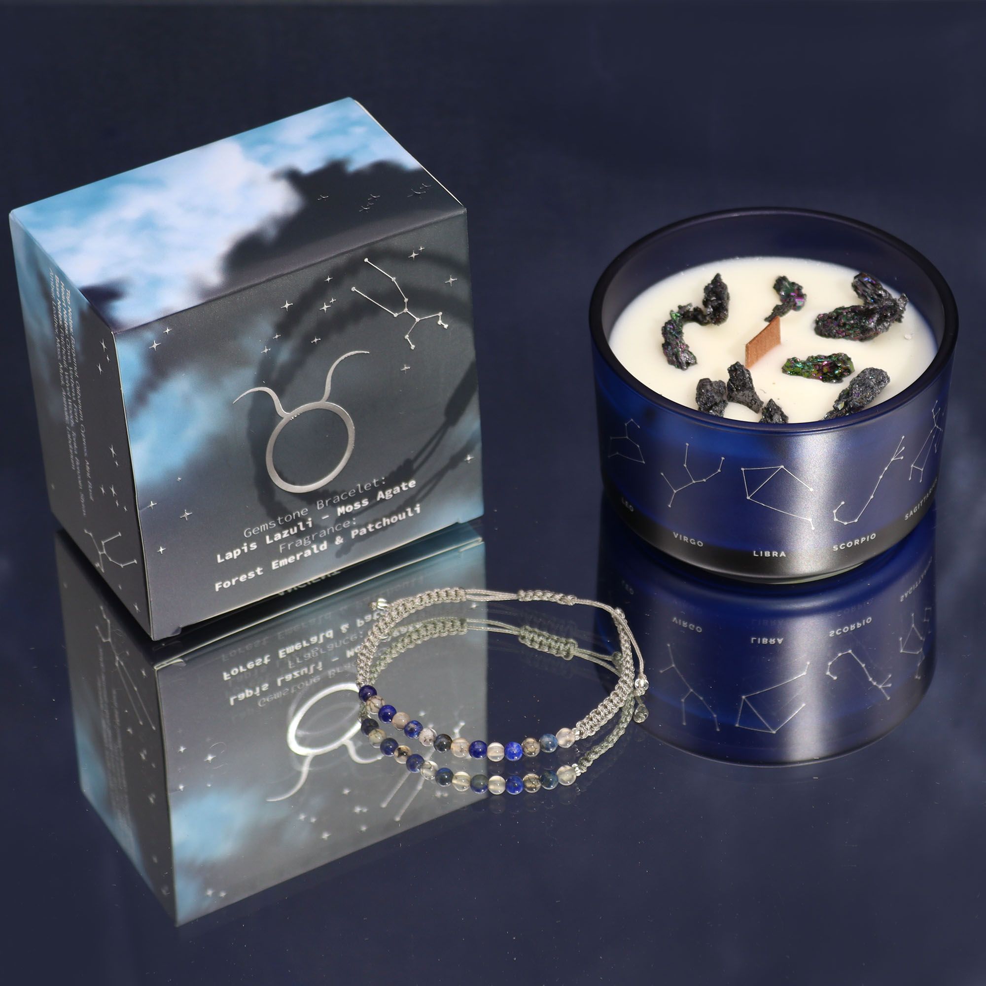 Vela Zodíaco Touro com Pulseira de Cristais