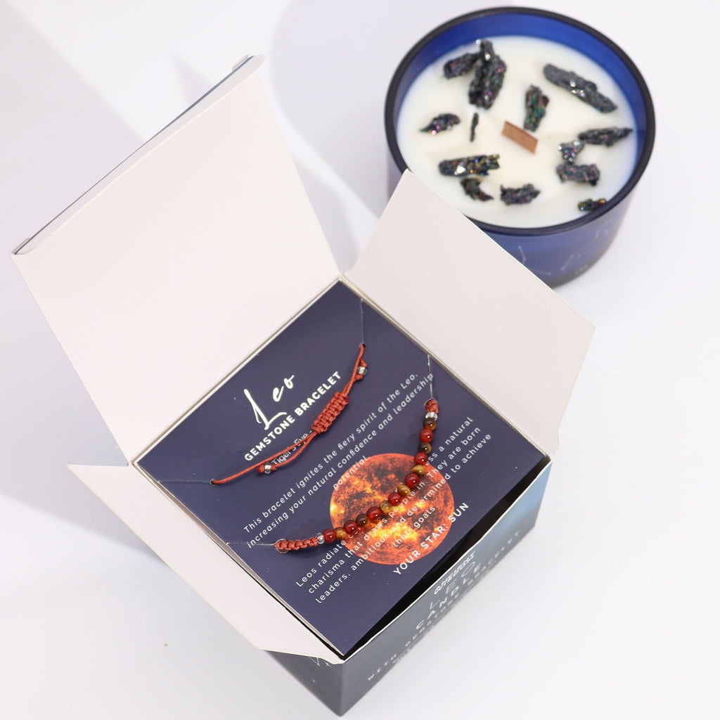 Vela Zodíaco Leão com Pulseira de Cristais